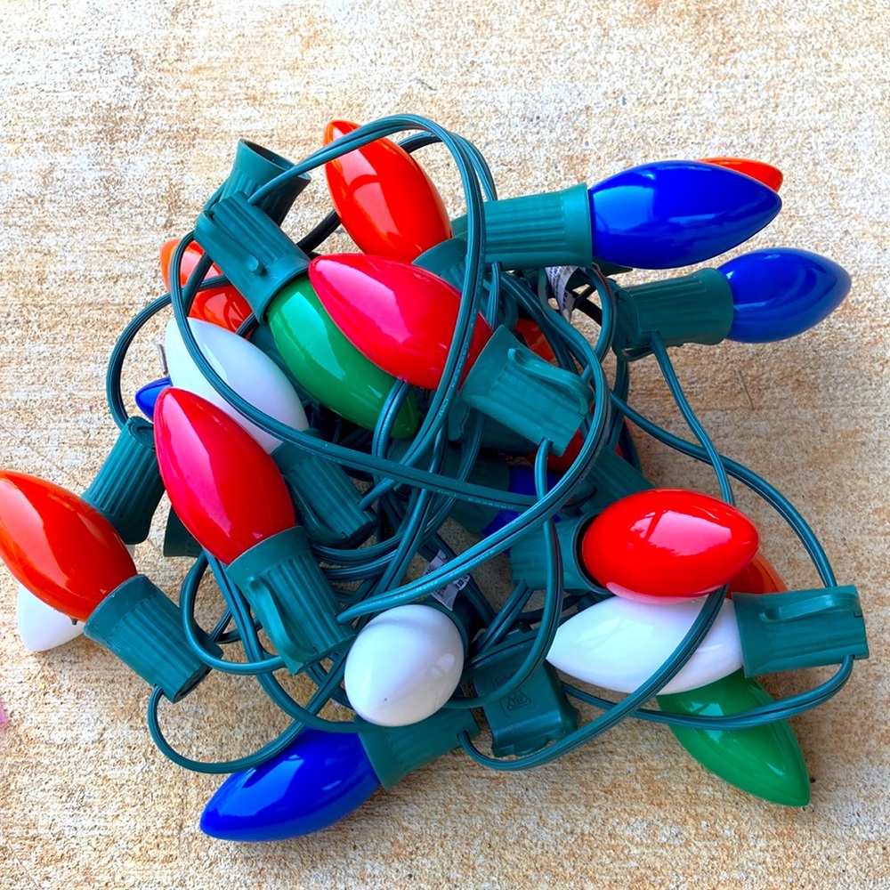 Colorful String Lights 1970s gallon bag full. Work guaranteed. Bright 2 in bulbs